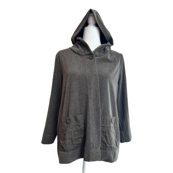 Nurture Gray ONe Button Long Sleeve Hooded Jacket Womens Size L Pockets - Picture 1 of 14